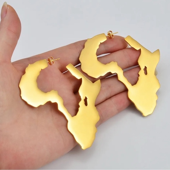 Jewelry - Gold Africa Map Earrings